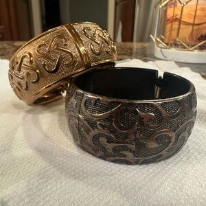 Gold and Black Patterned Bangles